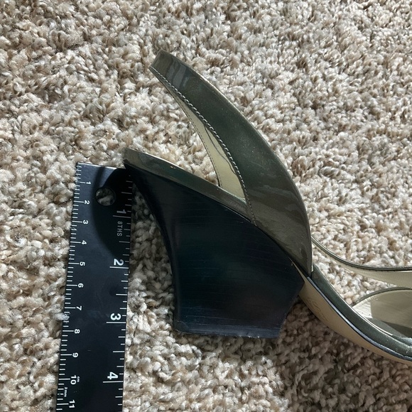 EUC Franco Sarto Slingback Heeled Sandals Green Patent Leather Size 8 - Picture 5 of 8